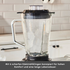 Karaca Inox Smoothie Blender mit Glasbehälter, 1,5 Liter, 1000 W