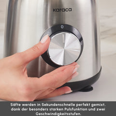 Karaca Inox Smoothie Blender mit Glasbehälter, 1,5 Liter, 1000 W