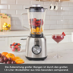 Karaca Inox Smoothie Blender mit Glasbehälter, 1,5 Liter, 1000 W