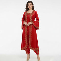 Elegantes Samt Kına-Abendkleid in Rot mit Goldstickerei – Traditionelles Türkisches Bindallı (Kopie)