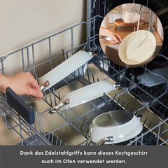 Karaca Swiss Crystal Almond Cream – Flache Pfanne mit Griff