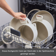 Karaca Swiss Crystal Ceramica Valenti Kochgeschirr-Set Induktionsgeeignet, 7-teilig