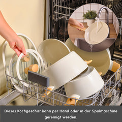 Karaca Swiss Crystal Almond Cream – 7-teiliges induktionsfähiges Kochtopf-Set