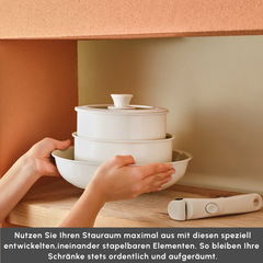 Karaca Comfort Keramik-Kochgeschirr-Set mit abnehmbarem Griff Creme, 6-teilig