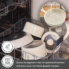 Karaca Comfort Keramik-Kochgeschirr-Set mit abnehmbarem Griff Creme, 6-teilig