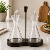 Öl Essig Set Glas mit Holzgriff, 3-teilig