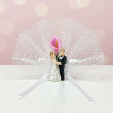 Magnetisches Hochzeitsgeschenk – Brautpaar mit Rosa Blume & Tüll