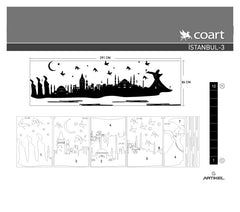 Velours Wandtattoo „İstanbul“ – Samt Wandsticker 86 × 291 cm