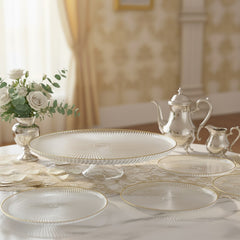 Karaca Jest Rim – 7-teiliges Kuchen-/Servierplatten-Set für 6 Personen (Gold)