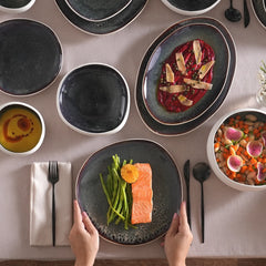 Karaca Earth Collection Galactic 55-teiliges Tafelservice für 12 Personen – Weiss