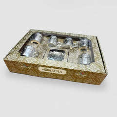 Sena Lalezar Kaffee-Set – 13-teilig, 6 Personen, Porzellan mit Deckel, Silberfarben