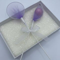 12 Stk. Delikate Deko-Picks „Lila Tüllzauber“ – 13 cm, ideal für Gastgeschenke & Braut-Accessoires