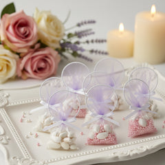 12 Stk. Delikate Deko-Picks „Lila Tüllzauber“ – 13 cm, ideal für Gastgeschenke & Braut-Accessoires