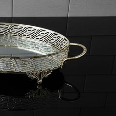 Airline Premium Ovales Servicetablett mit Griff Silber