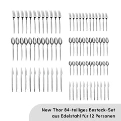 Karaca Thor Ménagère 84 pièces pour 12 personnes Elégance avec coffret