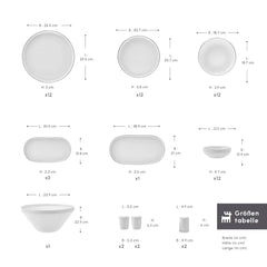 Karaca Streamline New Saturn Platinum Service de table en porcelaine 59 pièces pour 12 personnes