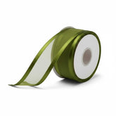 Organza Satinband Olivgrün– 25 mm Breite (Preis pro Meter)