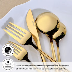 Karaca Orion Gold Besteckset für 6 Personen, 30-teilig