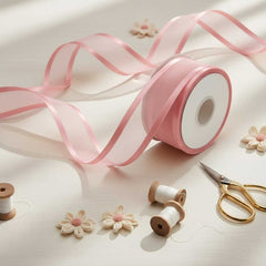 Organza Satinband Hellrosa– 25 mm Breite (Preis pro Meter)