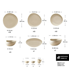 Karaca Earth Collection Rise Tafelservice Cream für 12 Personen, 55-teilig