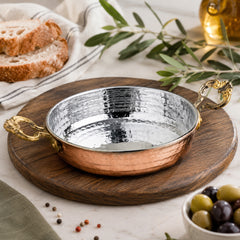 Bakır Sahan Flache Bratpfanne aus Kupfer 18 cm – Handgefertigte Türkische Servierpfanne