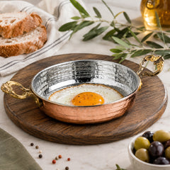 Bakır Sahan Flache Bratpfanne aus Kupfer 18 cm – Handgefertigte Türkische Servierpfanne