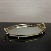 Vergoldete grosses klassisches Achteckiges Tablett, 37x23cm