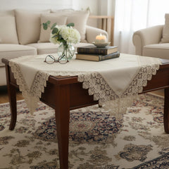 Tischdecke Rechteckig Natur/Bunt, Polyester-Leinen-Optik