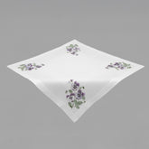 Tischdecke Frühling Stiefmütterchen Stickerei Mitteldecke Weiss Lila Bestickt Decke Quadratisch