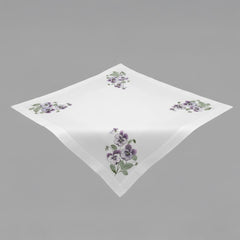 Tischdecke Frühling Stiefmütterchen Stickerei Mitteldecke Weiss Lila Bestickt Decke Quadratisch
