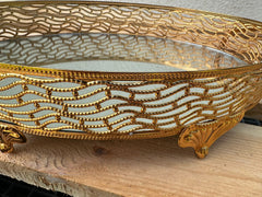 Modernica Ovales Servicetablett mit Griff Gold