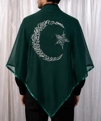 Bestickter Chiffon-Bräutigamsschleier – Hennaabend-Schultertuch mit Handschuh-Set