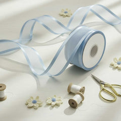 Organza Satinband Hellblau – 25 mm Breite (Preis pro Meter)