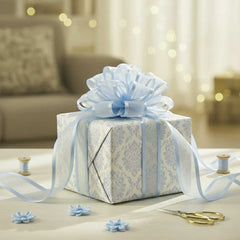 Organza Satinband Hellblau – 25 mm Breite (Preis pro Meter)