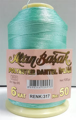 Altınbaşak Polyester-Spitzengarn 100 g, 6-fach, Nr. 50, Farbe: 317 Blau