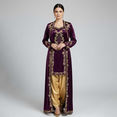 Elegantes Kına Gecesi Bindallı in Lila und Gold – Traditionelles Osmanisches Kleid