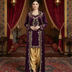 Elegantes Kına Gecesi Bindallı in Lila und Gold – Traditionelles Osmanisches Kleid