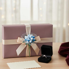 10er Mini Deko-Blumenstrauss – 10 cm blaue Kunstblume mit Tüll und Blättern