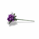 10er Mini Deko-Blumenstrauss – 10 cm violette Kunstblume mit Tüll und Blättern