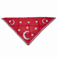 Bräutigam-Tuch Rot – traditionelles dreieckiges Tuch mit Mond- und Sternmotiv ca. 90 cm für Henna-Abend oder Hochzeit