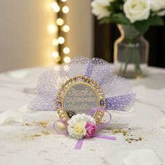 Magnetisches Hochzeitsgeschenk „Dügünümüze Hosgeldiniz“ – Elegantes Gastgeschenk mit Blumen & Tüll
