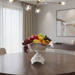 Grosse Fruchtschalen Gondel Mit Versilbertem Flikari-Fuss