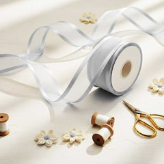 Organza Satinband Silber – 25 mm Breite (Preis pro Meter) (Kopie)