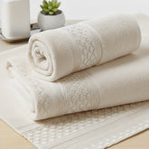 Baumwoll-Handtuch mit perlmuttfarben bestickter Spitze – Luxusausführung, 89×48 cm