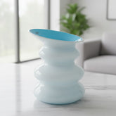 Herstal Neya Vase – Glasvase Weiss/Hellblau, H 19,5 cm