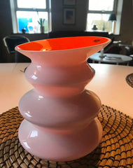 Herstal Neya Vase – Glasvase Weiss/Orange, H 19,5 cm