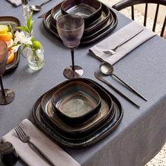 Karaca Earth Collection Galactic Shiny Black Tafelservice für 12 Personen, 55-teilig