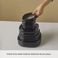 Karaca Earth Collection Galactic Shiny Black Tafelservice für 12 Personen, 55-teilig