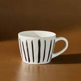 Karaca Linda Streifen Kaffeetasse aus Porzellan, Weiss, 350 ml