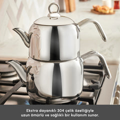 Karaca Urban Midi Teekannen-Set aus Edelstahl – 2-teilig, Silber